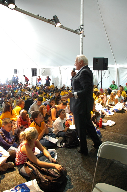 Buzz Aldrin Talks to Children